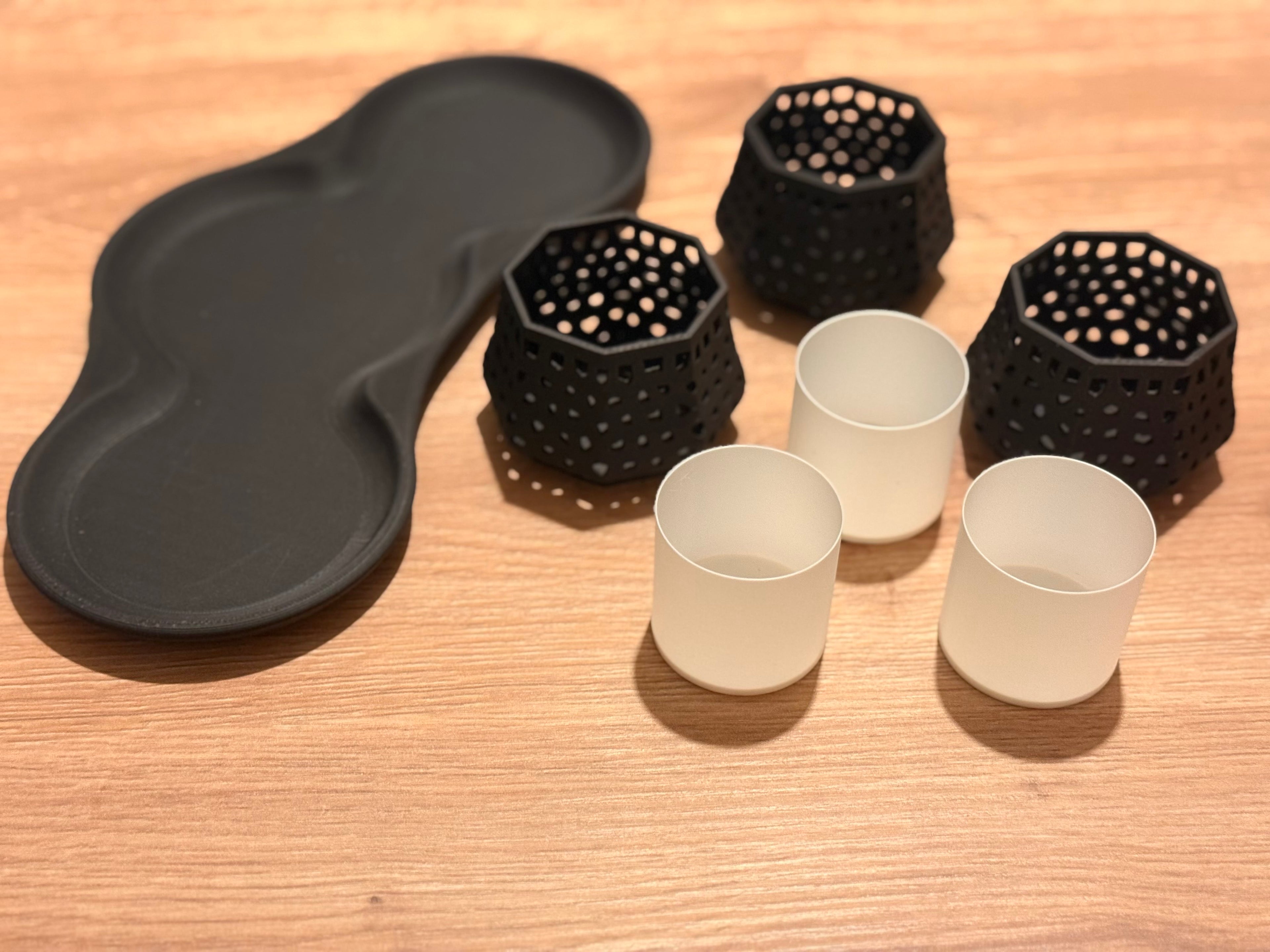 SİYAH 3'LÜ ŞIK MUMLUK