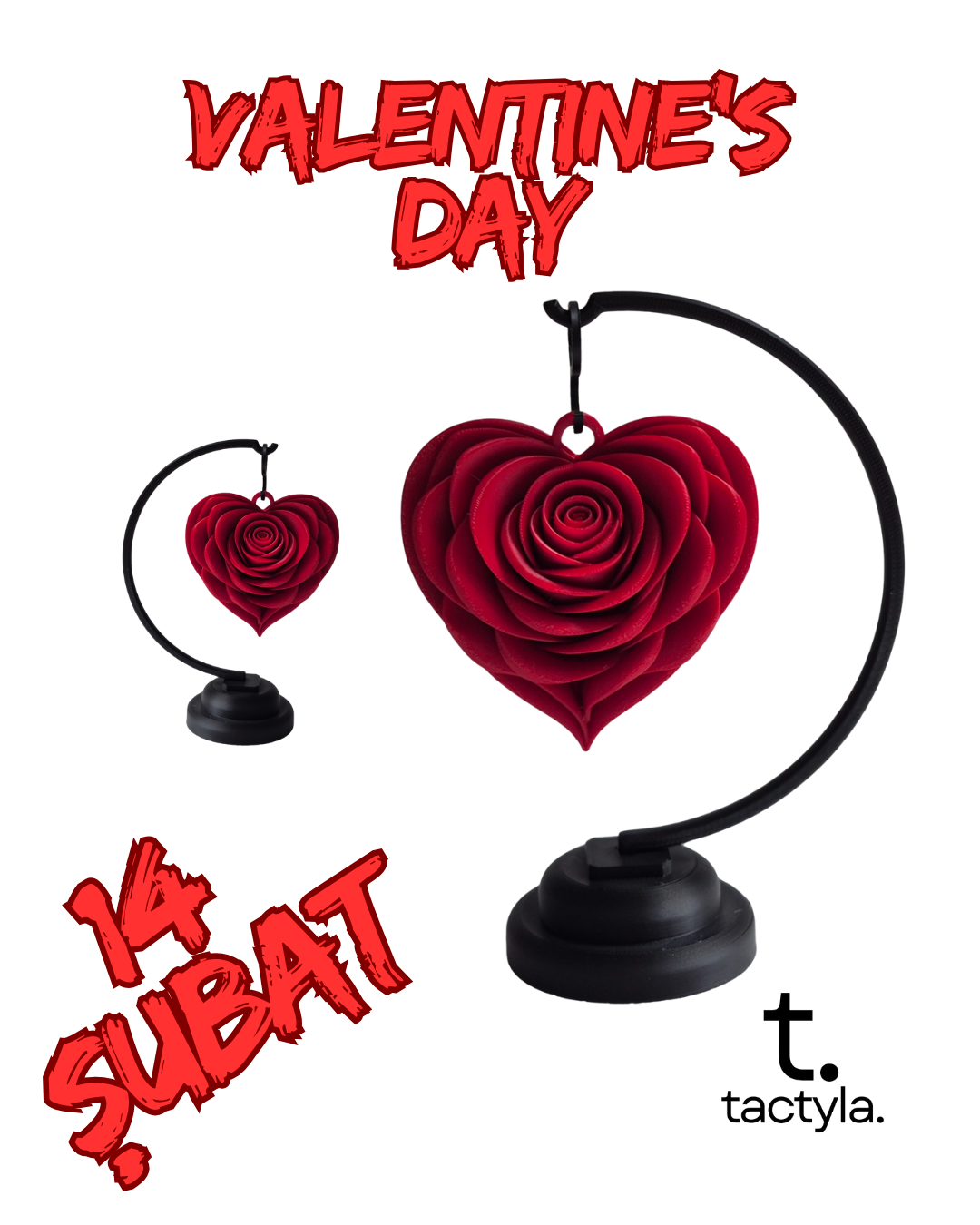 Ayaklı Kalp Şeklinde Gül